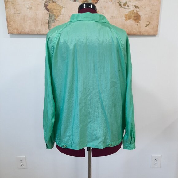 Vtg 90s green windbreaker jacket - Diane Von Furstenberg - Picture 4 of 11